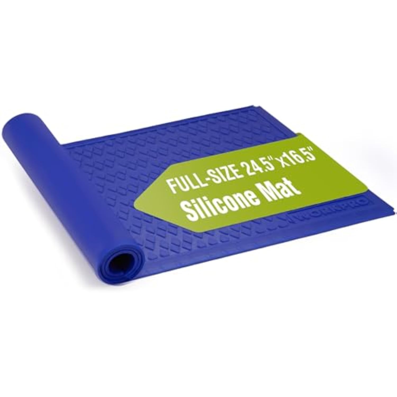 Rolled blue silicone glue mat with textured non-stick surface and heat-resistant design