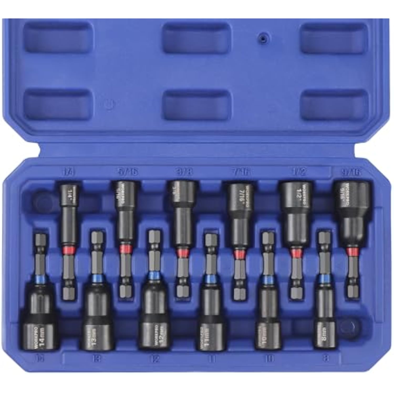WORKPRO 12-Piece Magnetic Nut Driver Set, Premium Impact Power Hex Nut Driver Drill Bit Master Kit, SAE (1/4