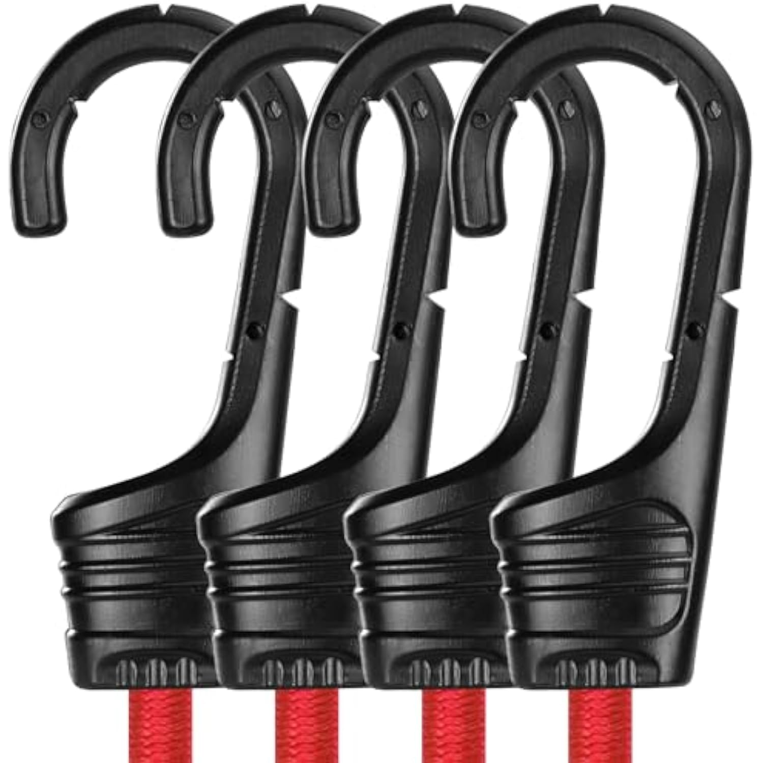 WORKPRO 24 Inch Bungee Cords with Hooks, 4 Pack Superior Rubber Heavy Duty Bungee Straps Strong Elastic Rope for Outdoor Tent, Luggage Rack, Camping, Cargo, RV, Bike, Transporting, Storage, Red