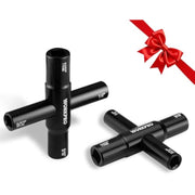 Two black WORKPRO 4-in-1 universal valve wrench keys with labeled ends