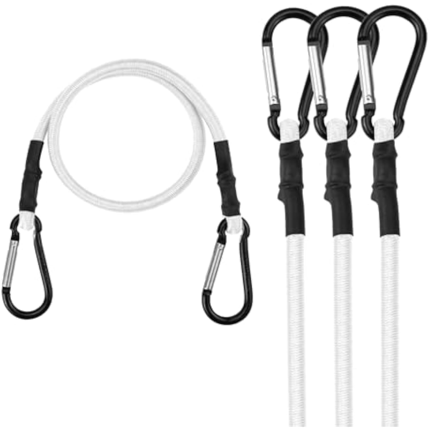 WORKPRO 24 Inch Bungee Cords with Hooks, 4 Pack Superior Rubber Heavy Duty Bungee Straps Strong Elastic Rope for Outdoor Tent, Luggage Rack, Camping, Cargo, RV, Bike, Transporting, Storage, White