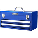 WORKPRO 18 Inch Portable Metal Tool Box with 2 Drawers and 1 Top Storage, Metal Latch and Liner, 100 LBS Load Capacity (Totally)