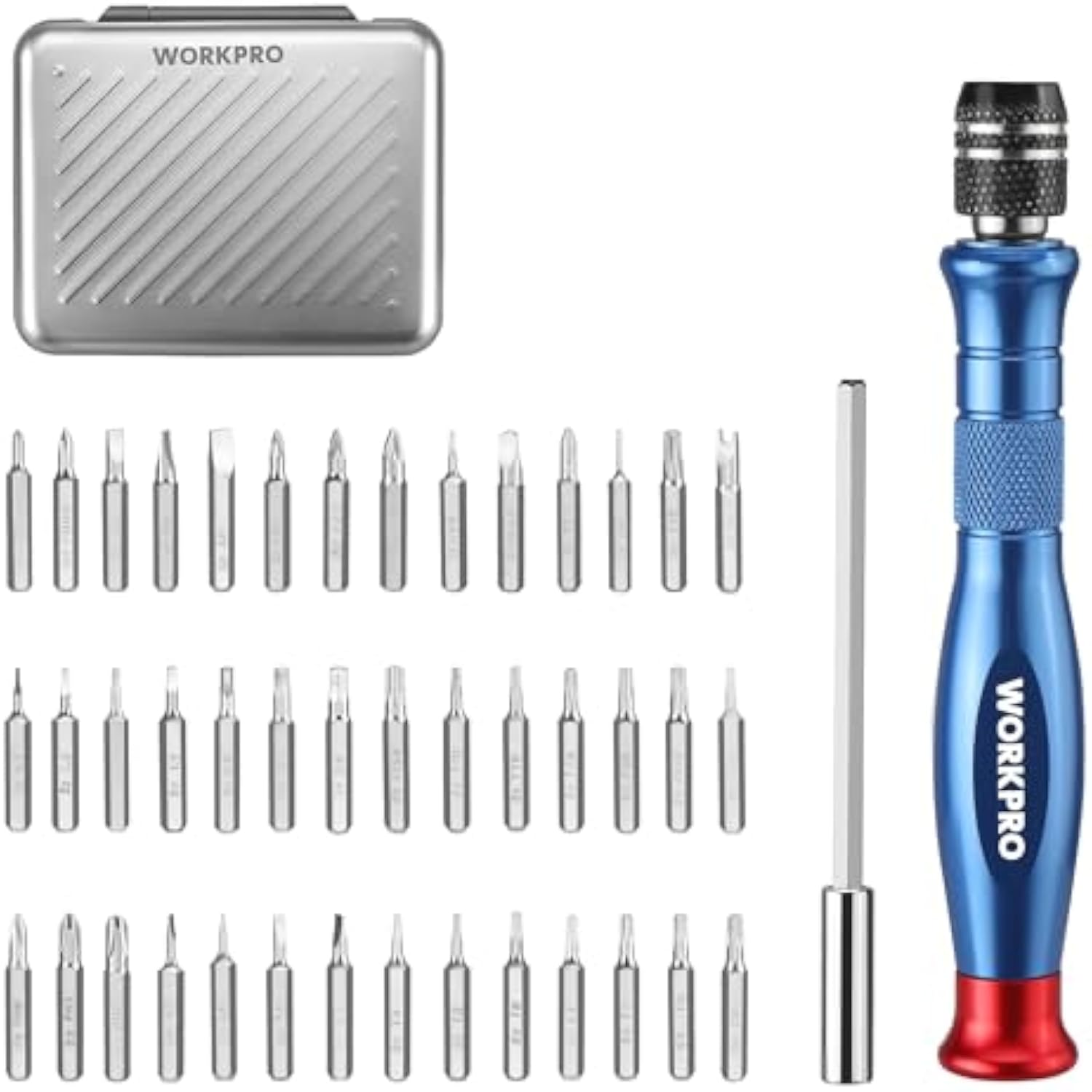 WORKPRO 44-in-1 Precision Screwdriver Sets, Pen Style Manual Screwdriver, 42 pcs Tough S2 Steel Small Screwdriver Bits, Ideal for Eyeglass, Watch, Laptop, Phone, Jewelry