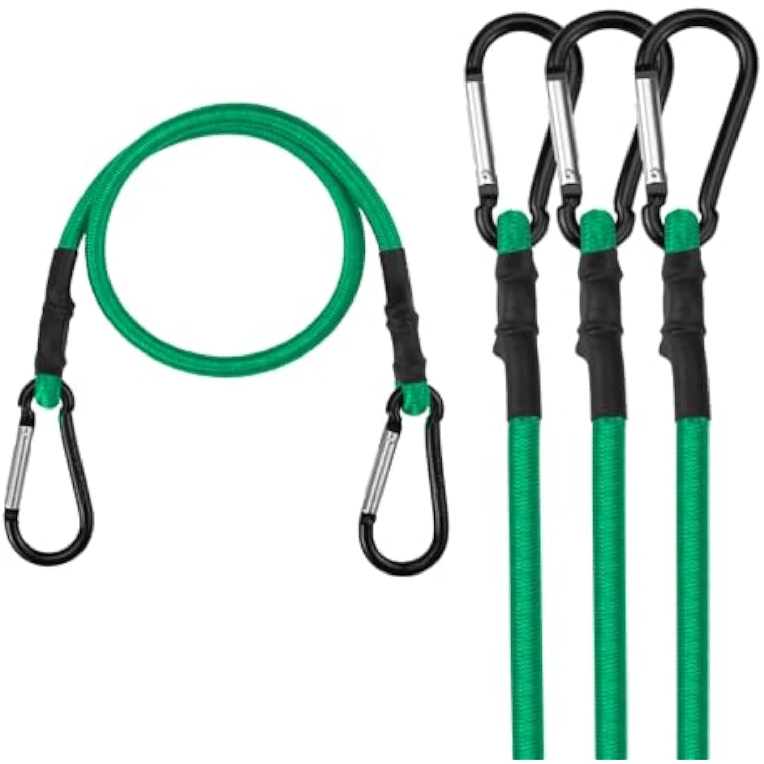 WORKPRO 24 Inch Bungee Cords with Hooks, 4 Pack Superior Rubber Heavy Duty Bungee Straps Strong Elastic Rope for Outdoor Tent, Luggage Rack, Camping, Cargo, RV, Bike, Transporting, Storage, Green