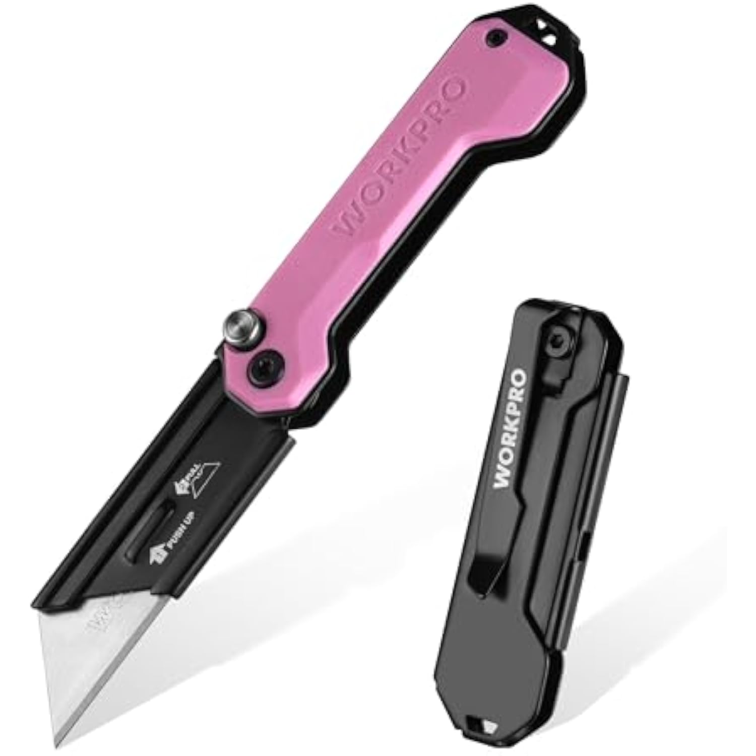 WORKPRO EDC Folding Utility Knife, Mini Box Cutter with Quick Open Axis Lock, Quick Change Blade Razor Knife, Foldable Small Pocket Knife with Belt Clip