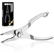 Silver long nose slip joint pliers with adjustable joint and serrated jaws