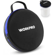 Black WORKPRO bucket seat lid with carry handle and hex-pattern cushion top