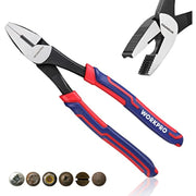 WORKPRO screw extractor pliers with black jaws and red-and-blue ergonomic comfort handles (pair)