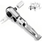 Chrome 1/4 in flex ratchet with textured grip and dual-socket head