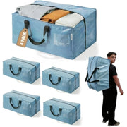 Dusty blue 4-pack extra-large storage totes with zipper tops and black handles.