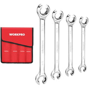 Chrome SAE flare nut wrenches with an included red storage pouch