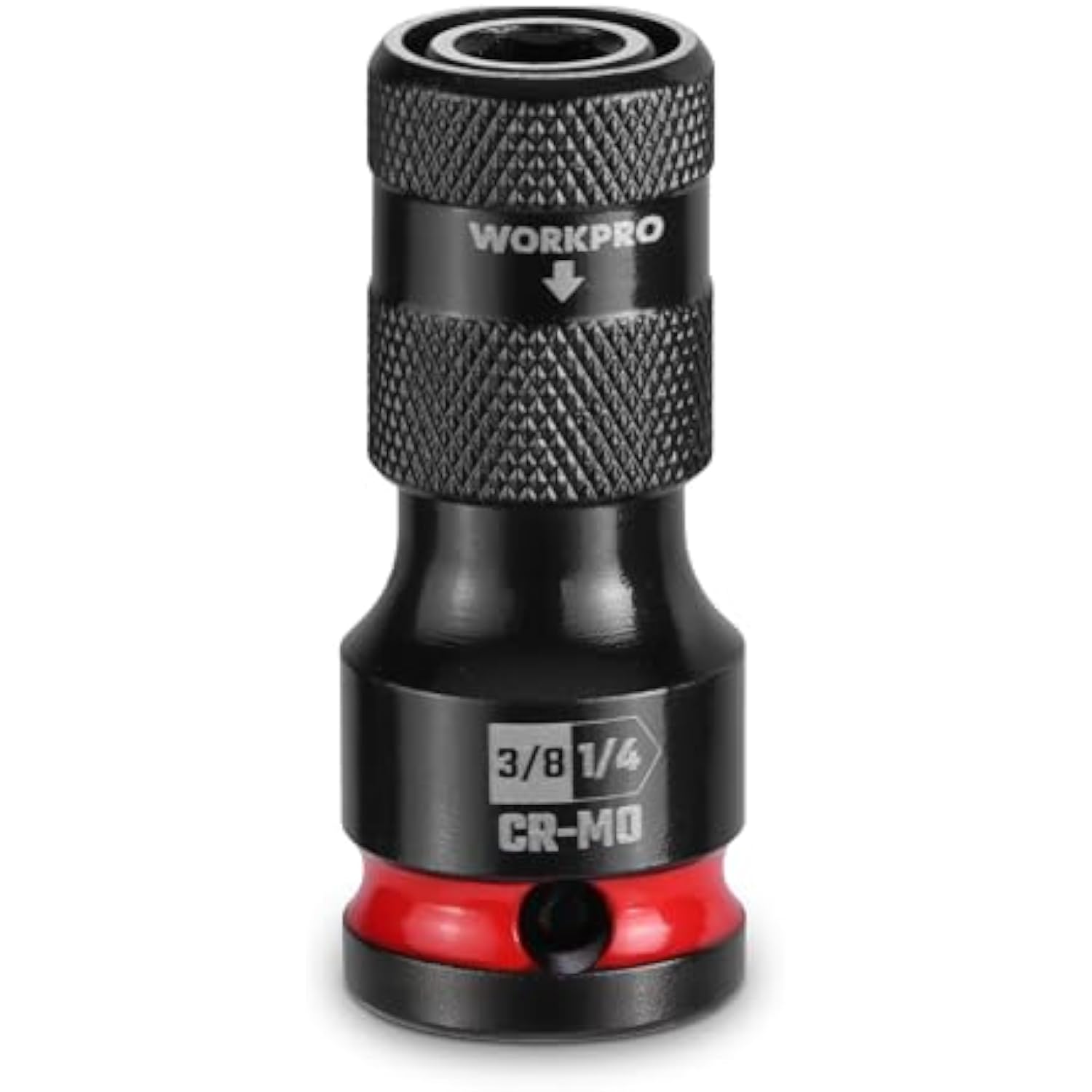 WORKPRO 3/8-inch Square to 1/4-inch Hex Quick Release Impact Socket Adapter and Bit Holder for Ratchet Wrenches, Drivers, Drills - Made from Durable CR-MO Steel