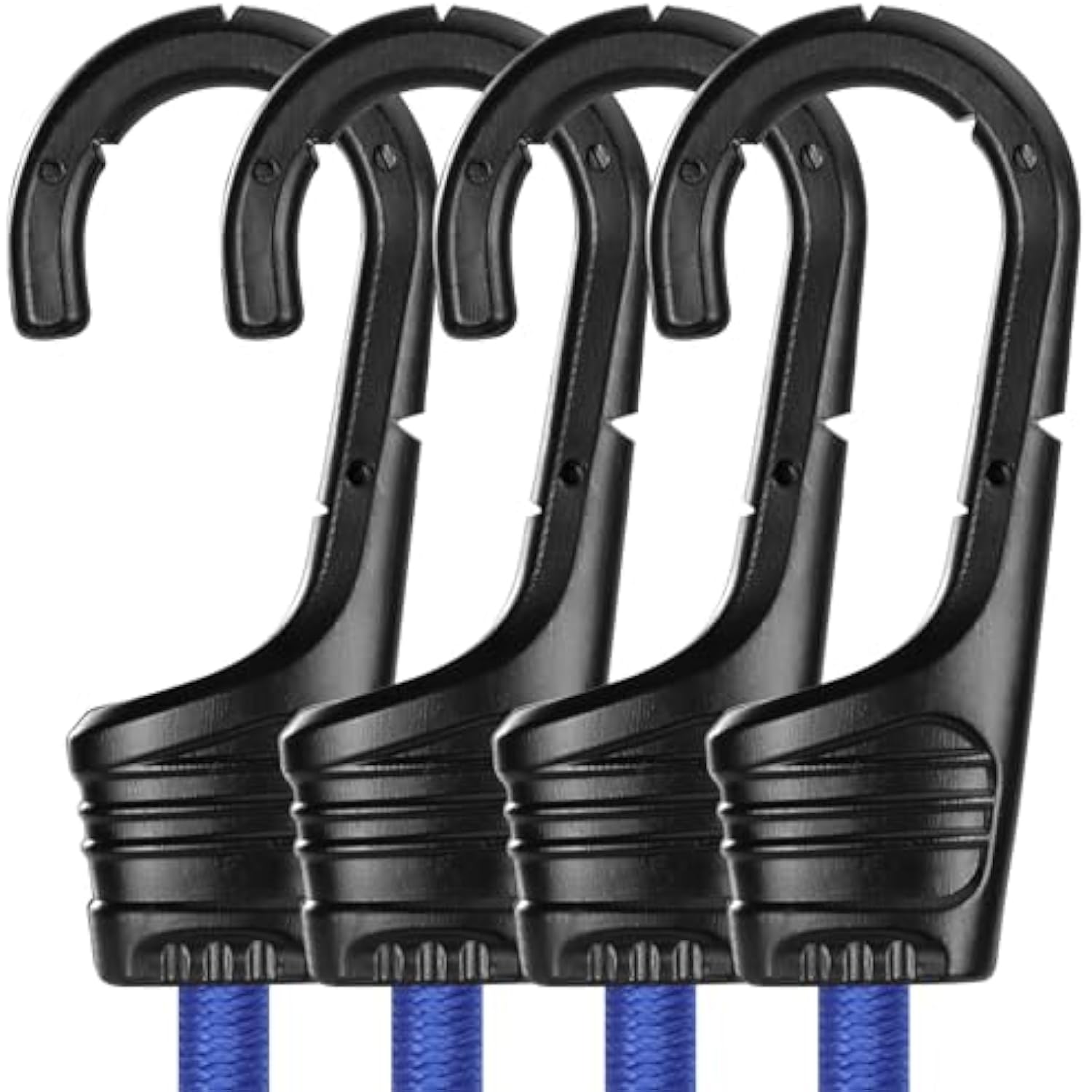 WORKPRO 24 Inch Bungee Cords with Hooks, 4 Pack Superior Rubber Heavy Duty Bungee Straps Strong Elastic Rope for Outdoor Tent, Luggage Rack, Camping, Cargo, RV, Bike, Transporting, Storage, Blue