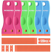 Four-color plastic razor scraper blade holders in pink, green, and blue with 120-count blades