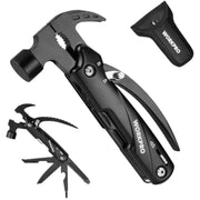 Black 12-in-1 multitool with folded tools, shown with an included fabric pouch