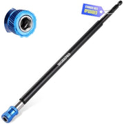 Black 12-inch magnetic bit extension with blue snap-ring lock and 1/4 hex end