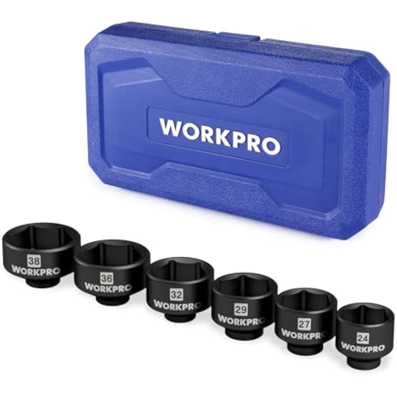 WORKPRO 24-38mm (6-Piece) Oil Filter Socket Wrench, Oil Filter Removal Tool, Oil Filter Change Set, Ideal for Some Ford F250, BMW, Mini, Volvo, Audi, VW, Porsche Vehicles
