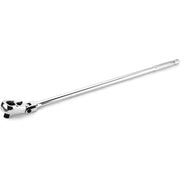 Extra-long flex head ratchet, 1/2-inch drive, chrome-finished steel, slim head design