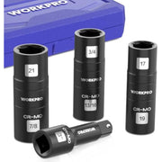 WORKPRO impact flip socket set with three sockets and a short extension bar