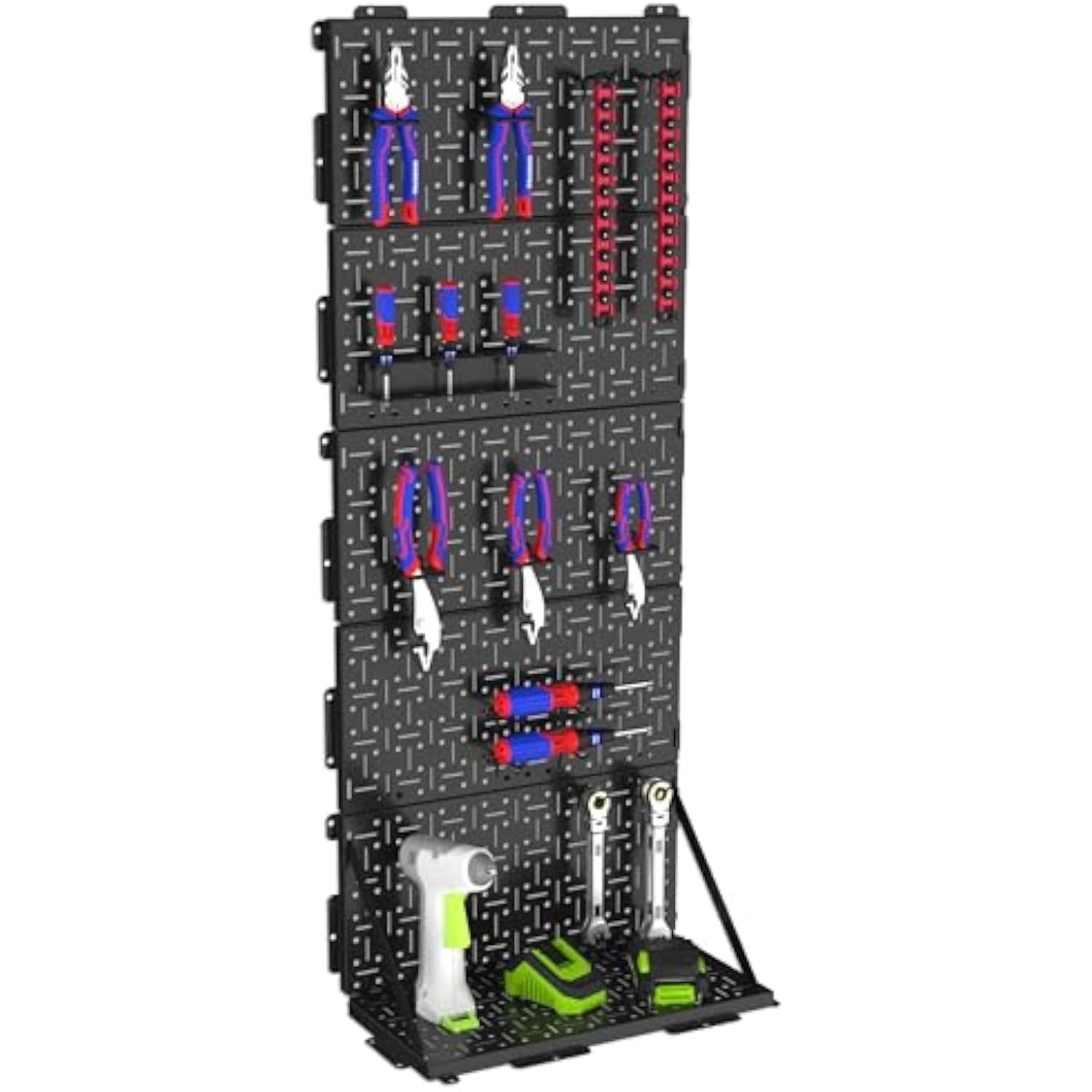 WORKPRO 16”x 16” Metal Peg Board, Foldable Black Pegboard for Wall Organization, Steel Panel with Round Holes & Vertical Slots, Ideal Tool Organizer in Office and Craft Room, 3 Pack