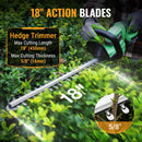 WORKPROX 20V Cordless Hedge Trimmer with 180° Rotatable Handle, 18'' Dual-Action Blade & 2.0Ah Battery, 5/8" Cutting Capacity, Safety Lock, Lightweight Shrub Trimmer for Garden Yard