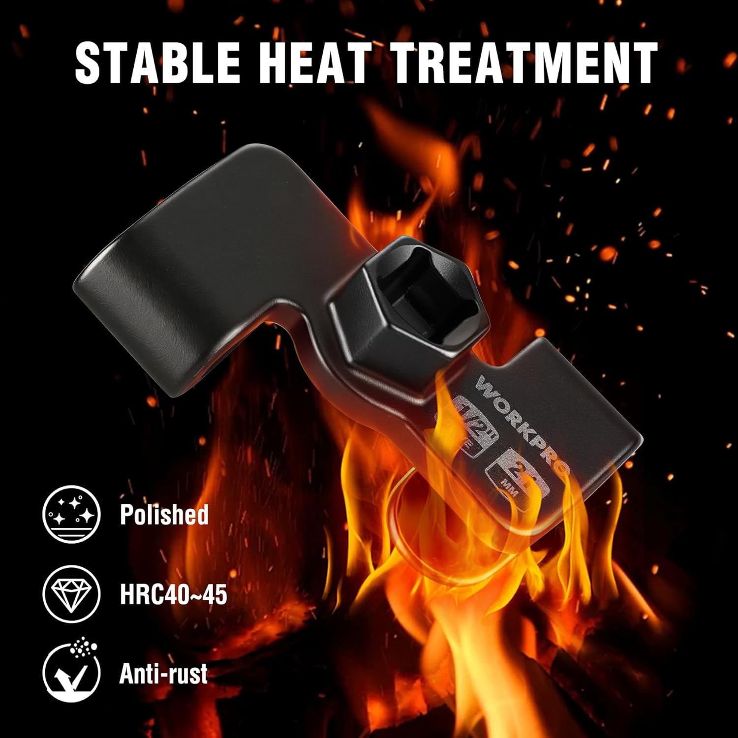 Black WORKPRO 1/2 in drive wrench extender with 21 mm hex socket.