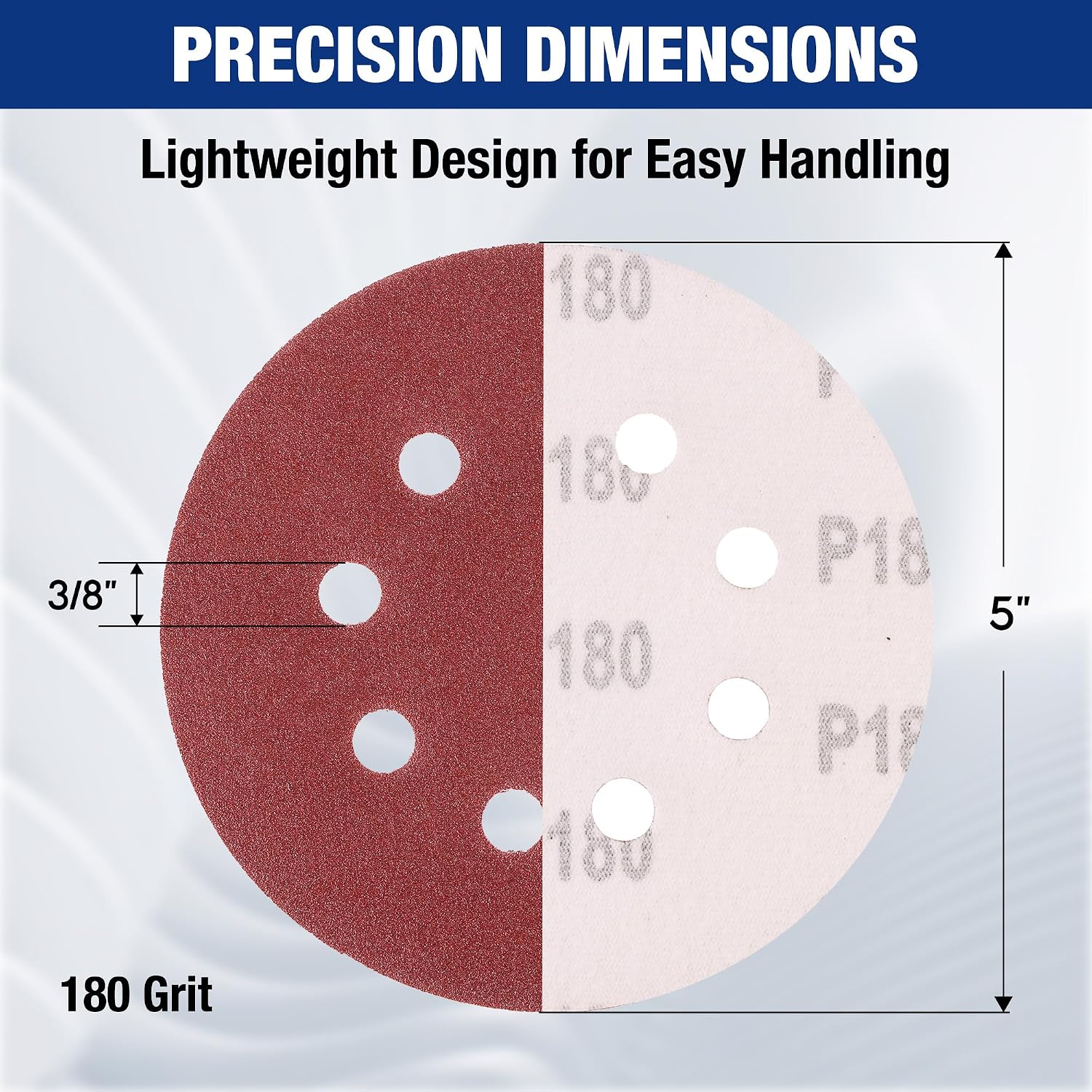 Maroon hook-and-loop sanding disc with 8 holes and abrasive face