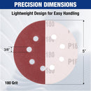 WORKPRO 100-Piece 180 Grit Sanding Discs - 5-Inch 8-Hole Hook and Loop Sandpaper for Random Orbital Sander (Not for Oscillating Tools or Mouse Sander)