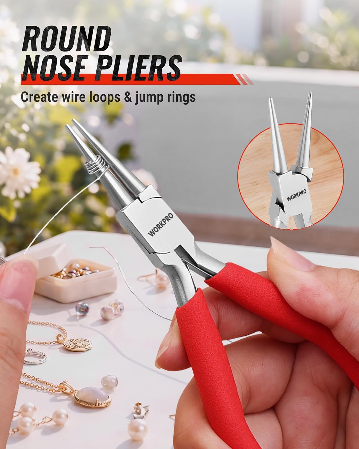 WORKPRO Jewelry Pliers Set, 7-Piece Jewelry Making Tools Kit with Pouch
