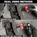 WORKPRO Heavy Duty Disc Brake Pad Spreader, Brake Caliper Compression Tool for Compressing Inner Pad with 2PCS Hangers, 360 Degree Swivel Joint Brake Piston Compressor Tool for Cars & Light Trucks