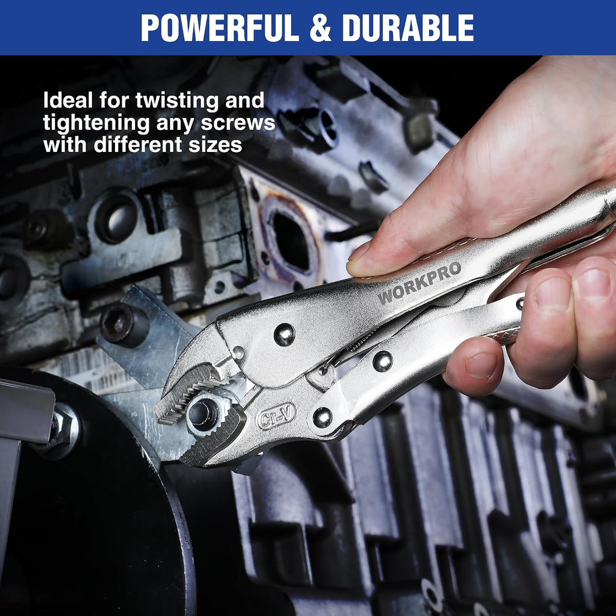 WORKPRO Locking Pliers, 10-inch Curved Jaw Vice Grips pliers | Chromium-Vanadium Steel Locking Pliers with Wire Cutter, Locking Adjustable Vise Grips for Clamping Twisting Welding