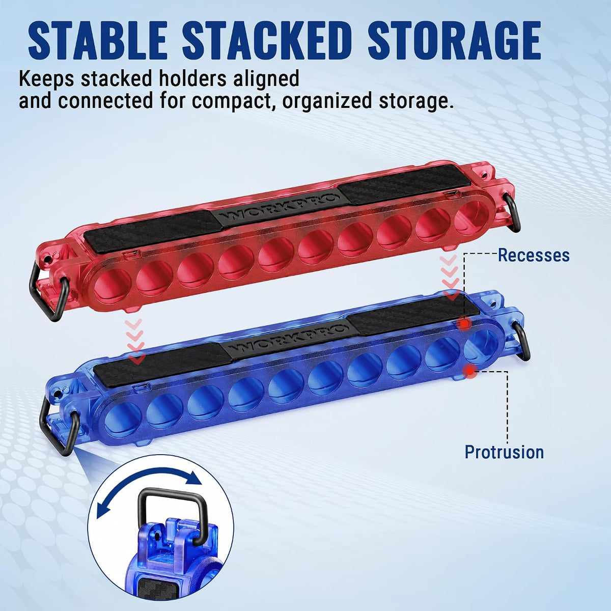 WORKPRO 2-Pack 1/4 in Hex Bit Holders, Bit Organizers with Carabiner