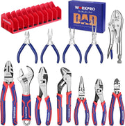 WORKPRO pliers and wrench set kit with organizer tray and assorted blue-red tools