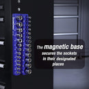 WORKPRO Magnetic Socket Organizer, 1/4-Inch Metric Socket Holder, Tool Trays Holds 26 Pieces Standard Size and Deep Size Sockets(Sockets not Included)