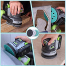 WORKPRO 5 Inch Orbital Sander Interface Pads and Sanding Discs, 3 Foam Buffer Pads & 3 Grit Sandpaper (80/120/240), 8 Hole Hook and Loop Soft Cushion Sponge Backing for Sander