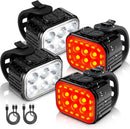 WORKPRO Bike Lights Set [8+13 Modes], Rechargeable Bicycle Light Set Ultra Bright, IP65 Waterproof Bike Lights for Night Riding, 1200mAh Bike Headlight and Tail Light Reflectors