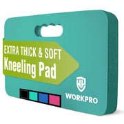 Extra thick foam kneeling pad with hand-grip cutout, teal/green, WORKPRO logo