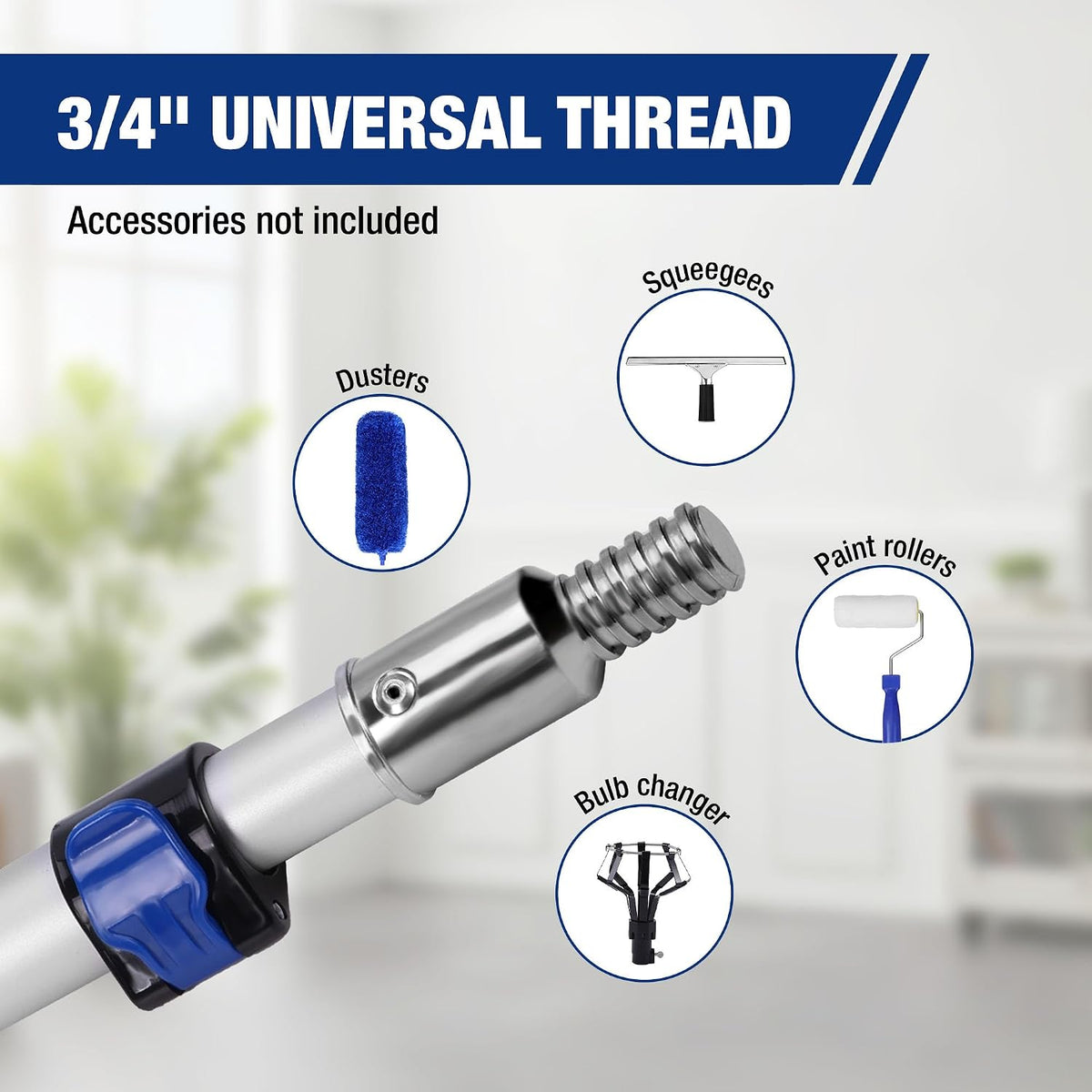 WORKPRO 3FT Pole, Paint Roller for Cleaning, Dusting, Windows and Ceilings | Lightweight Aluminum, Flip-Lock, 3/4" Thread, For Painting, Dusting, Windows and Ceilings, Easy Storage