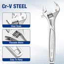 WORKPRO Adjustable Wrench, 8-inch Heavy Duty Spanner with Inch/Metric Scale, Premium Cr-V Steel, Chrome Plated