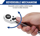 WORKPRO 3-Piece Low-Profile Drive Ratchet, 1/4", 3/8", 1/2" 90-Tooth Quick-Release Ratchet Wrench, Reversible, 4° Swing, CR-MO Compact Drive Head, Full Polished, Gifts for Men