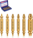 WORKPRO 6PCS Stripped Screw Extractor Set, Titanium Coated Broken Bolt Extractor Kit, Easy Out Damaged Screw Removal Tools, 4341 HSS Reverse Drill Bits with Portable Case