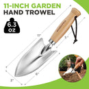 WORKPRO 11" Garden Hand Trowel, Heavy Duty Polished Stainless Steel Garden Shovel with Wooden Handle, Hand Gardening Tool for Digging, Planting, Transplanting