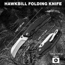 WORKPRO Pocket Knife, Hawkbill Folding Utility Knife with Lanyard Hole and Belt Clip, Electrician Knife for Cable Skinning and Carpet, Linoleum, Cardboard, Rope, Wire Cutting