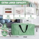 WORKPRO 6 Pack Extra Large Moving Bags with Zippers & Carrying Handles Backpack Straps, Heavy-Duty Storage Tote for Space Saving & Storage, Alternative to Moving Box (Green)