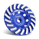 WORKPRO 4.5Inch Diamond Cup Wheel Cold Pressed Segmented Spiral Turbo Grinding Disc with 5/8-11 Thread for Angle Grinder, EN13236 Certified Concrete Grinding Wheel for Stone, Masonry, Surface Leveling