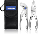WORKPRO 2-Piece Mini Pliers Set with Pouch, 4-Inch Water Pump Plier & 4.5-Inch Long Nose Slip Joint Plier, Heavy-Duty Alloy Steel Mini Adjustable Plier, EDC Pliers for Tight Spaces & Versatile Use