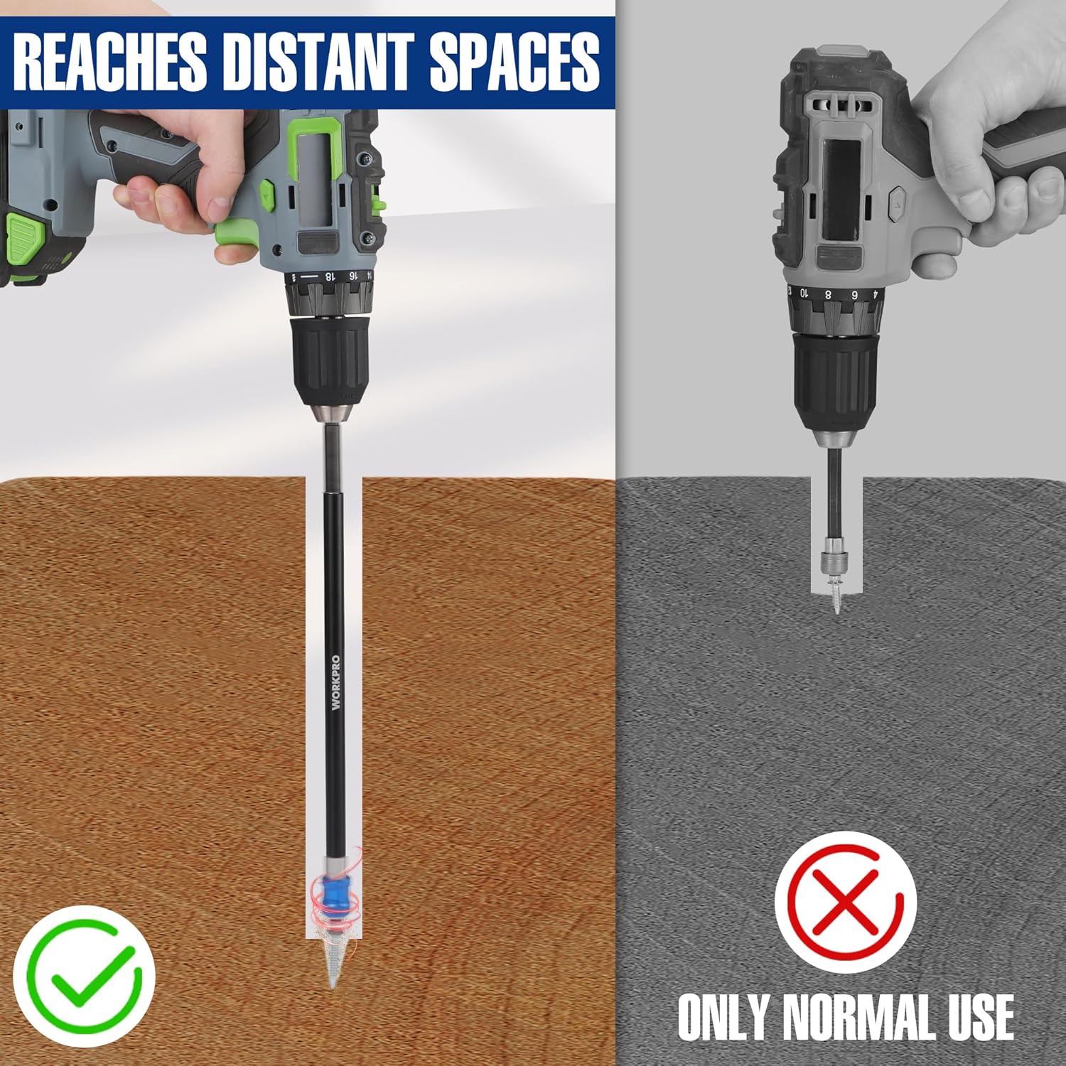 Magnetic drill bit extension rod with 1/4 hex holder for distant work