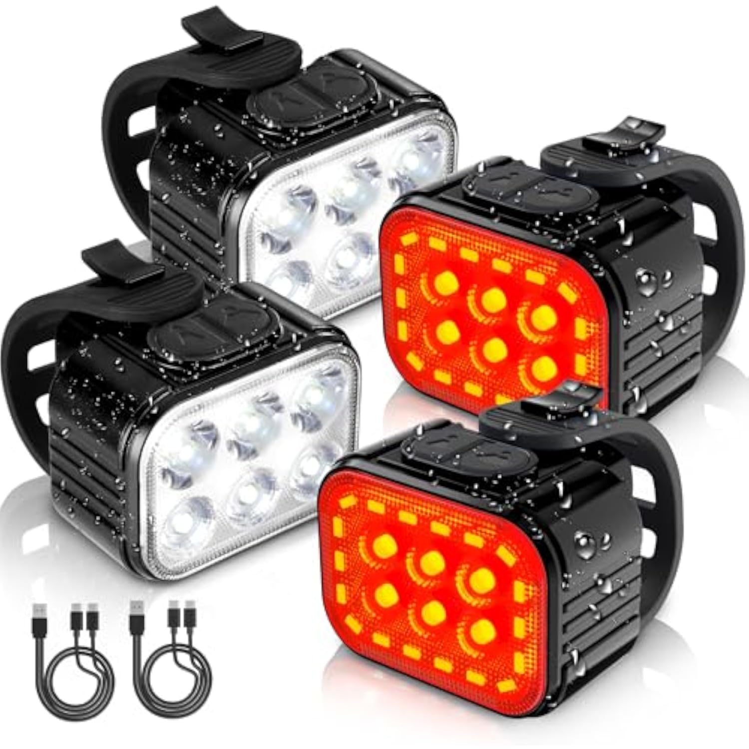 WORKPRO Bike Lights Set [8+13 Modes], Rechargeable Bicycle Light Set Ultra Bright, IP65 Waterproof Bike Lights for Night Riding, 1200mAh Bike Headlight and Tail Light Reflectors