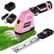 Pink cordless trimmer with spare blade attachment and charger dock