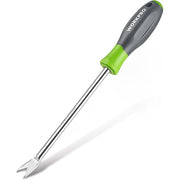 WORKPRO two-pronged dandelion weeder tool with soft grip handle and stainless fork